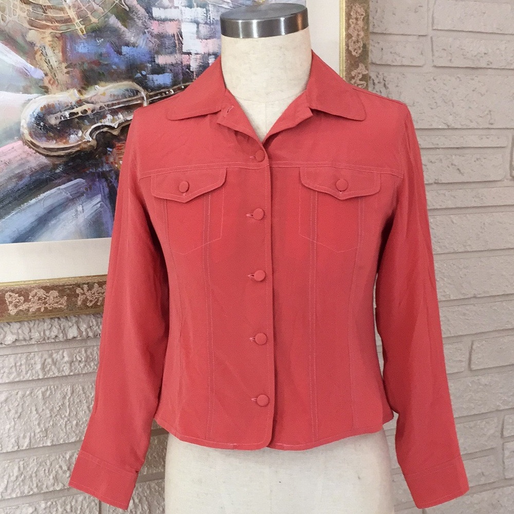 No Tag Silky Button Front Jean Style Jacket